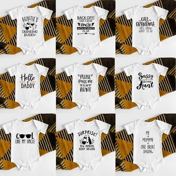 Auntie's/uncle's/daddy's drink Buddy Baby Romper Funny 유아 소년 소녀 소프트 반팔 캐주얼 점프 슈트