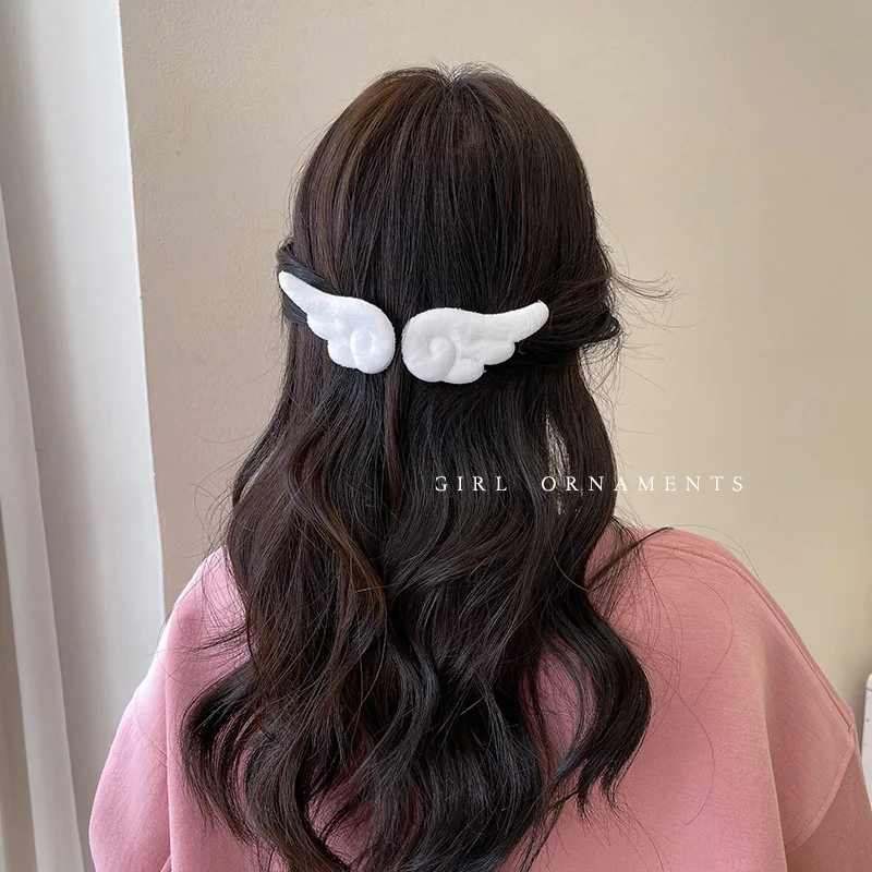 2PCS Cute Plush Children Side Hair Clips Anime Angel Cosplay Wings Hair Accessories Girls Cartoon Barrettes Headwear Hairpins 2pcs plush strips