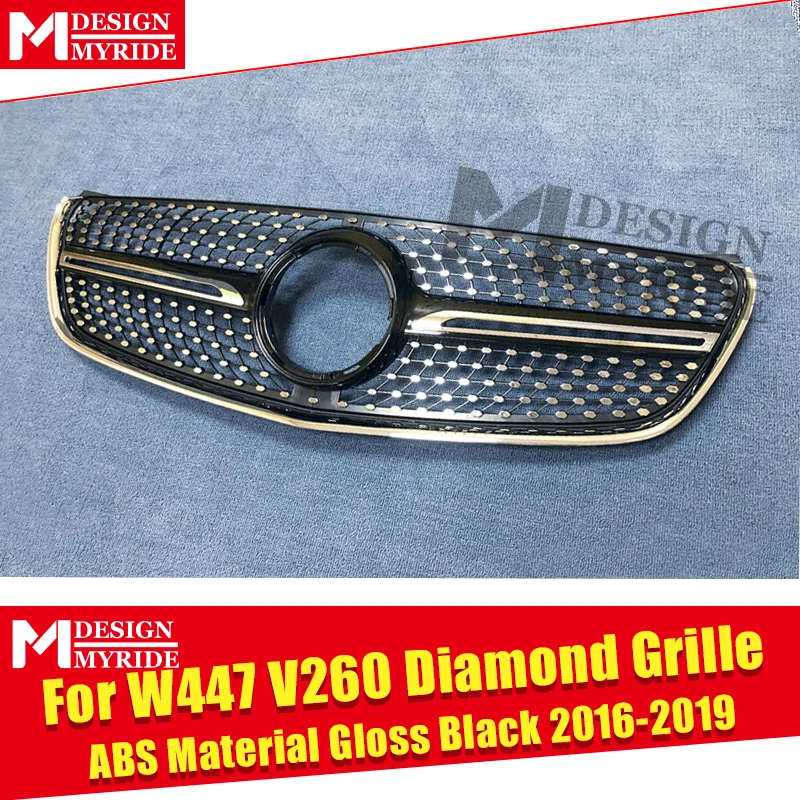 Diamonds Grille For V Class W447 Grills Fits For MercedesMB Vito Sport V260 V250 ABS Black Grills W