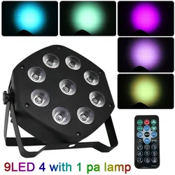 Lumière Par 4 en 1 30W 9 LED avec télécommande RF sans fil, contrôle vocal DMX, effets de scène, pour fête/KTV/mariage 