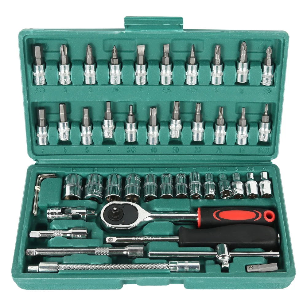 46pcs Sleeve Wrench Assembly Ratchet Wrench Set Car Motorcycle Bicycle Combination Repair Hand Tools Sleeve Socket Spanner Kit 46pcs Sleeve Wrench Assembly Ratchet Wrench Set Car Motorcycle Bicycle Combination Repair Hand Tools Sleeve Socket Spanner Kit