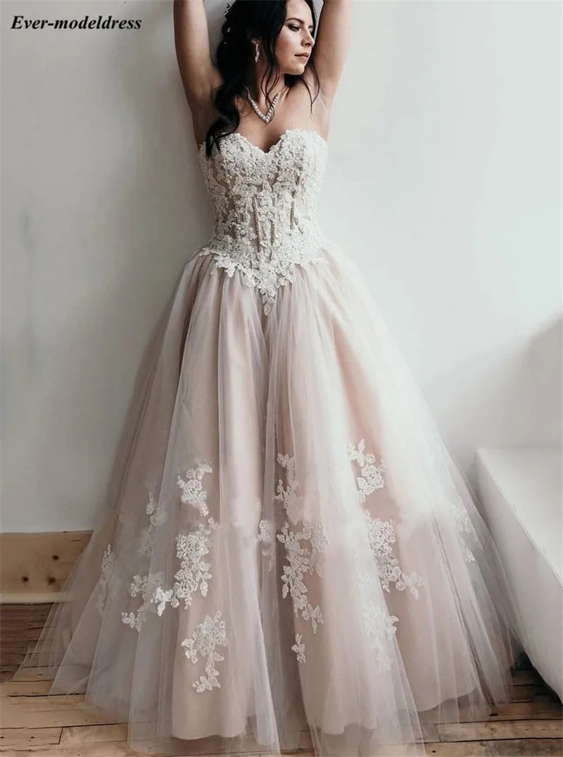 Vintage Wedding Dresses Lace Appliques Corset Back Sweetheart Bridal Gowns Bride Dress Vestido de Noiva Robe De Mariee
