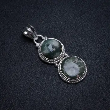 

Natural Ocean Jasper Handmade Mexican 925 Sterling Silver Pendant 1 1/2" T0266