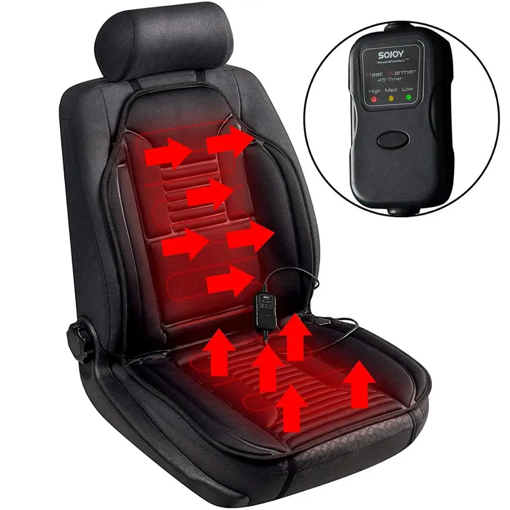 

ojoy Universal 12V Heated Smart Multifunctional Car Seat Heater Heated Cushion Warmer High/Medium/Low Temp Switch, 45 Minute Tim