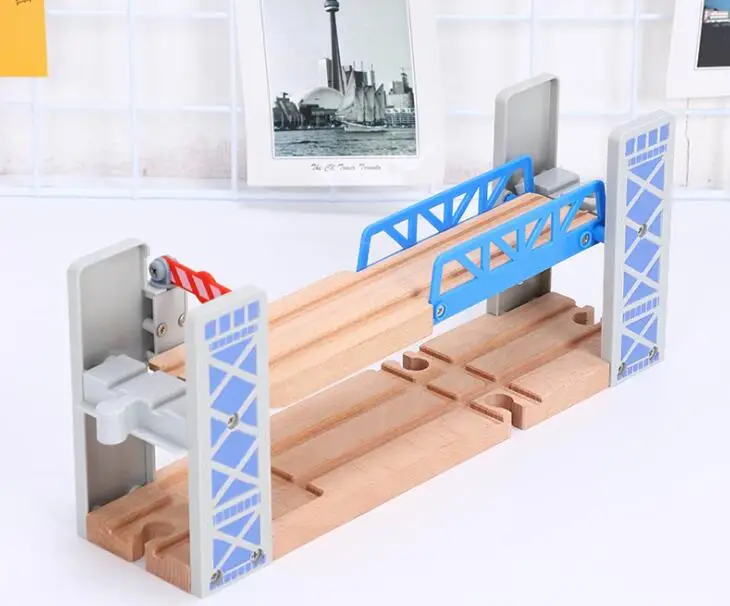 Деревянный поезд трек аксессуары совместим с Brio трек оверлайн мост сцены Обучающие игрушки двойной слой забор