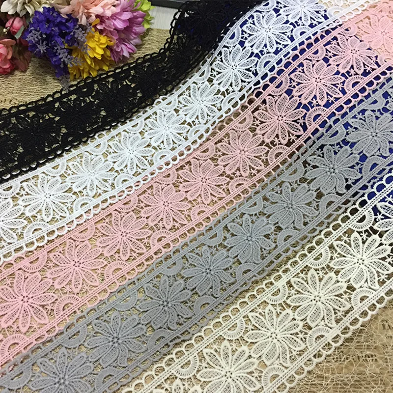 

Fadesen Water-soluble lace fabric 1M*8cm thickened embroidery accessories DIY clothing skirt hollow lace decoration