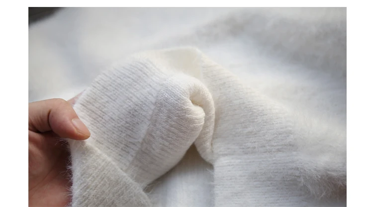 Короткий свитер женский зимний каваи мохер Мода Cashmer осенний пуловер корейский стиль Толстый фонарь бархатный свободный меховой свитер