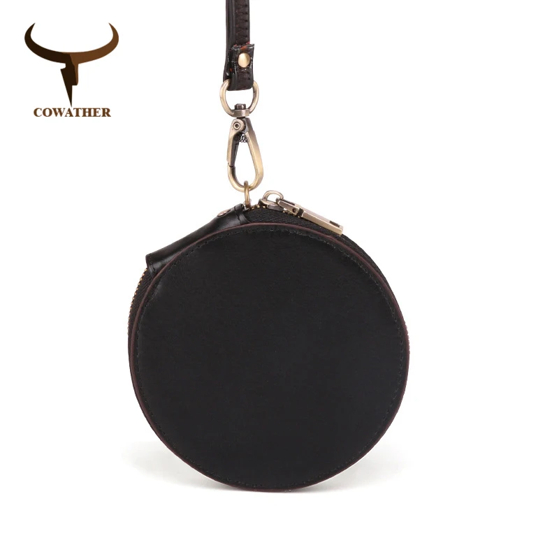 QK058 black COWATHER Новое поступление женский кошелек, высокое качество, зимние ботинки из натуральной телячьей кожаный кошелек-монетница для женская мода дизайн женский кошелек с отделением для монет - Цвет: QK058 black