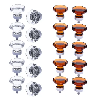 

10PCS 35mm Crystal Octagon Knobs Glass Cabinet Knobs Drawer Pulls Handle for Home, Cabinet, Cupboard and Dresser