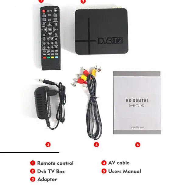 BLACK HD DVB-T2 ТВ приемник ТВ коробка DVB T2 эфирный приемник DVB-T2 HDMI телеприставка для России/Европы/Коламбия DVBK2 - Цвет: BLACK