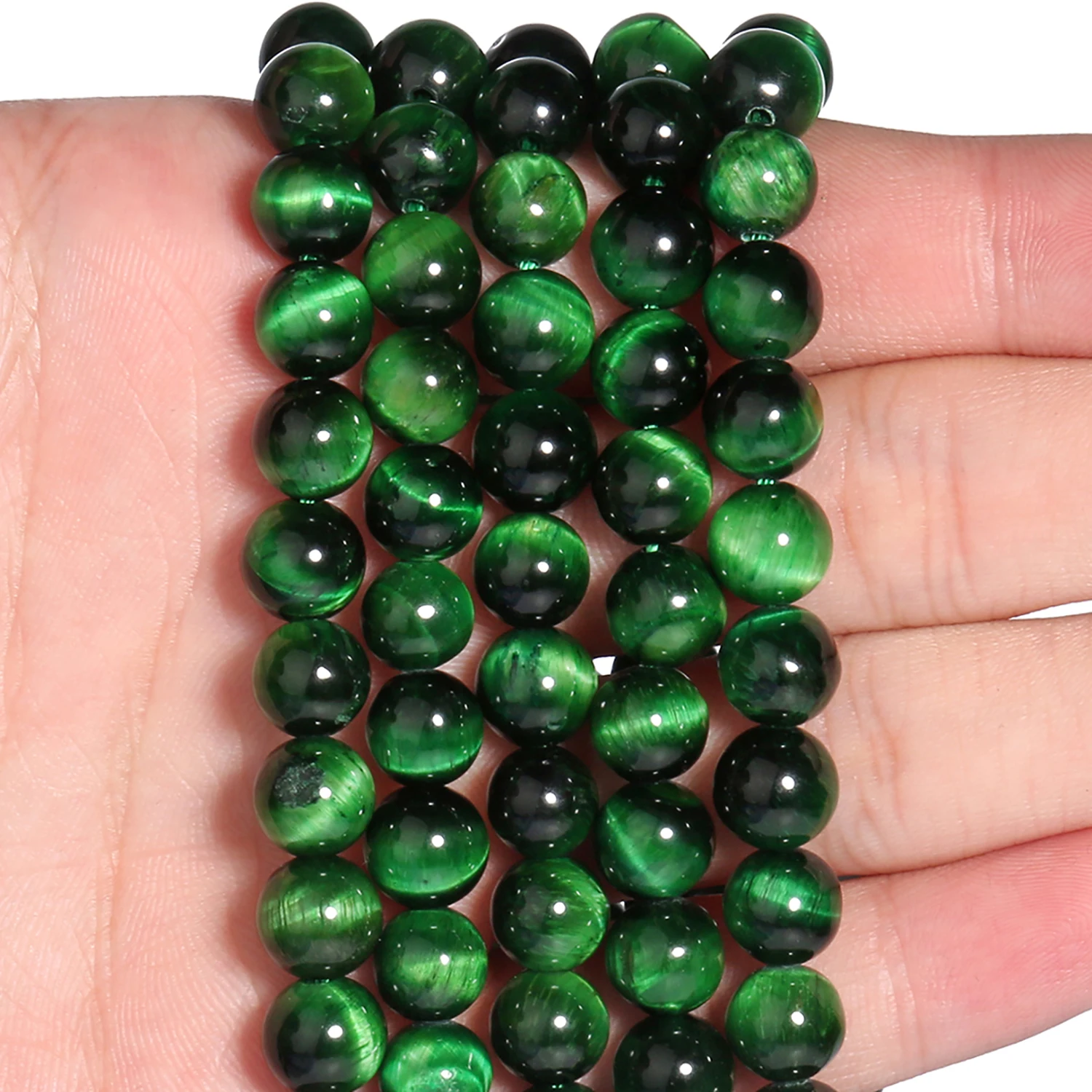 

Green Tiger Eye Natural Stone Beads 4mm-12mm Round Loose Spacer Beads for Jewelry Making Bracelet DIY Necklace Accessories 15"