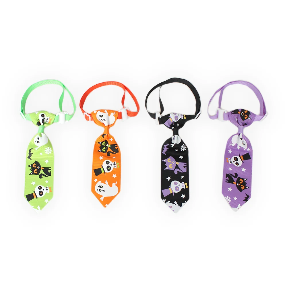 

50Pcs Handmade Halloween Dog Tie Ghost Pattern Ribbon Ties For Dogs bow 6033042 Pet Accessories Wholesale