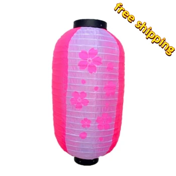 

free shipping Long Sakura Lantern Outdoor Waterproof Fabric Japanese Restaurant Lantern Advertising Lanterns Restaurant Decor
