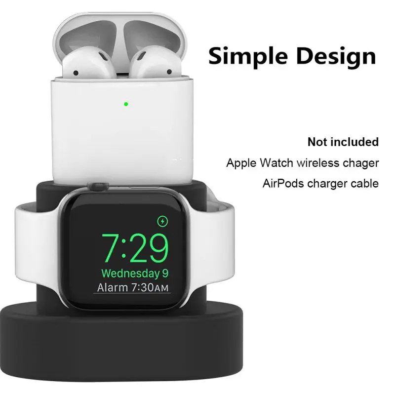 

2 In 1 Silicone Charge Stand Holder For For Apple Watch For Airpod Charging Station Dock Sturdy Non Slip Charging Base