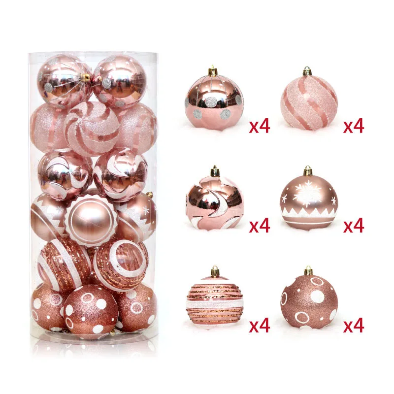 24pcs/lot 6cm Christmas Tree Balls Birthday/Wedding Baubles Ornament Ball Party Home Decor New Year - Цвет: rose gold