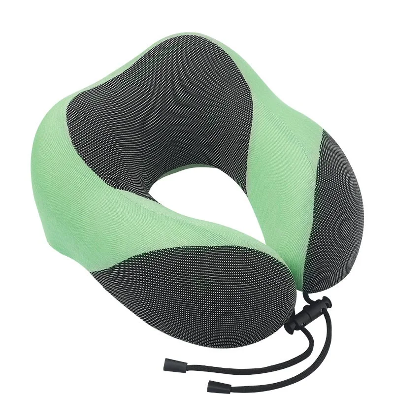 U Shaped Travel Pillow for Sleeping Car Air Flight Inflatable Memory Foam Pillows Neck Support Headrest Cushion Soft Cushion - Цвет: green