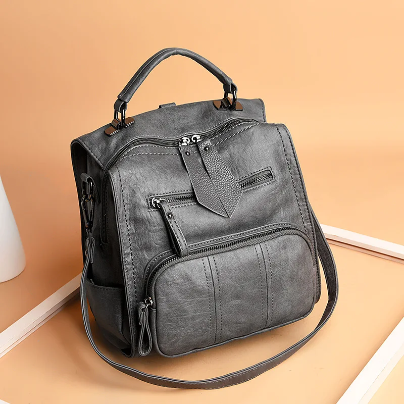 

2019 New Style WOMEN'S Bag Hot Selling Celebrity Celebrity Style Backpack Korean-style Casual Triple Use Portable Shoulder Bag W