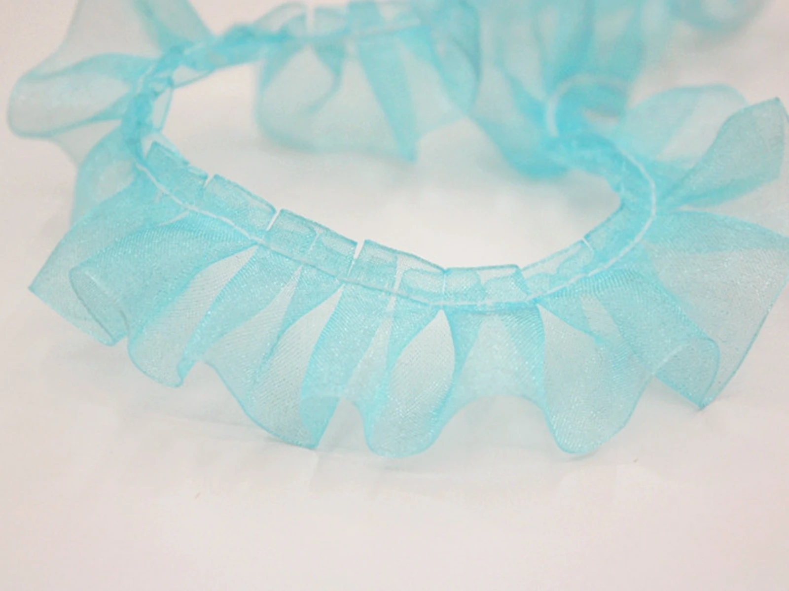 5 Meters Unilateral Ruffle Pleated Organza Lace Ribbon Trim 25mm Sewing Wedding Craft DIY images - 6