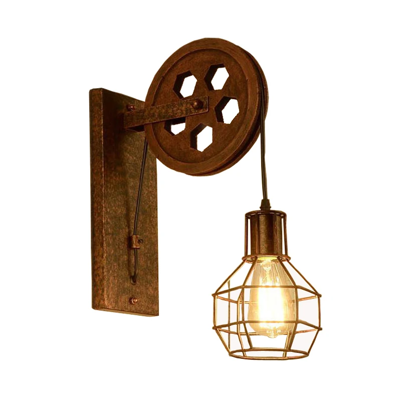Настенный светильник в стиле ретро регулируемый подъемный шкив|sconce light|pulley wall