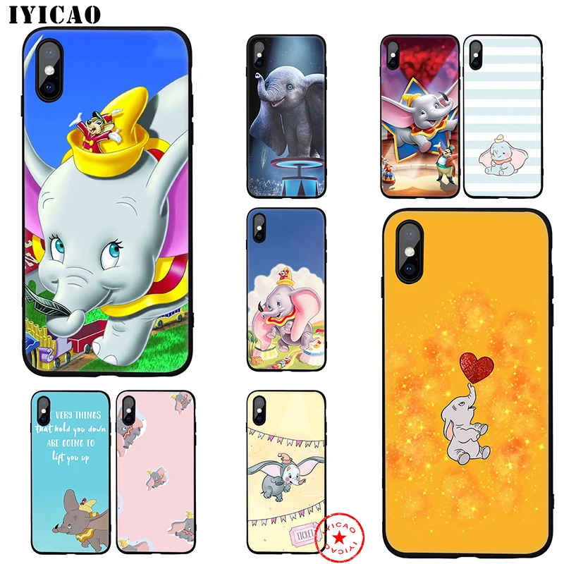 Милый мягкий чехол IYICAO с анимацией Dumbo для iphone 11 Pro Xr Xs Max 6 6s 7 8 Plus 5 5S Se из силикона TPU