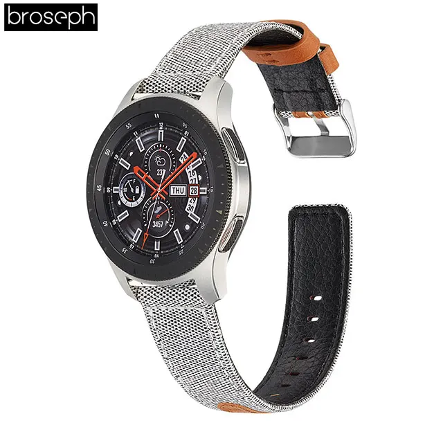20 мм 22 мм ремешок для часов для samsung gear S2 S3 Холщовый кожаный ремешок для samsung Galaxy Watch 42 мм 46 мм ремешок для часов ремень браслет - Цвет ремешка: White