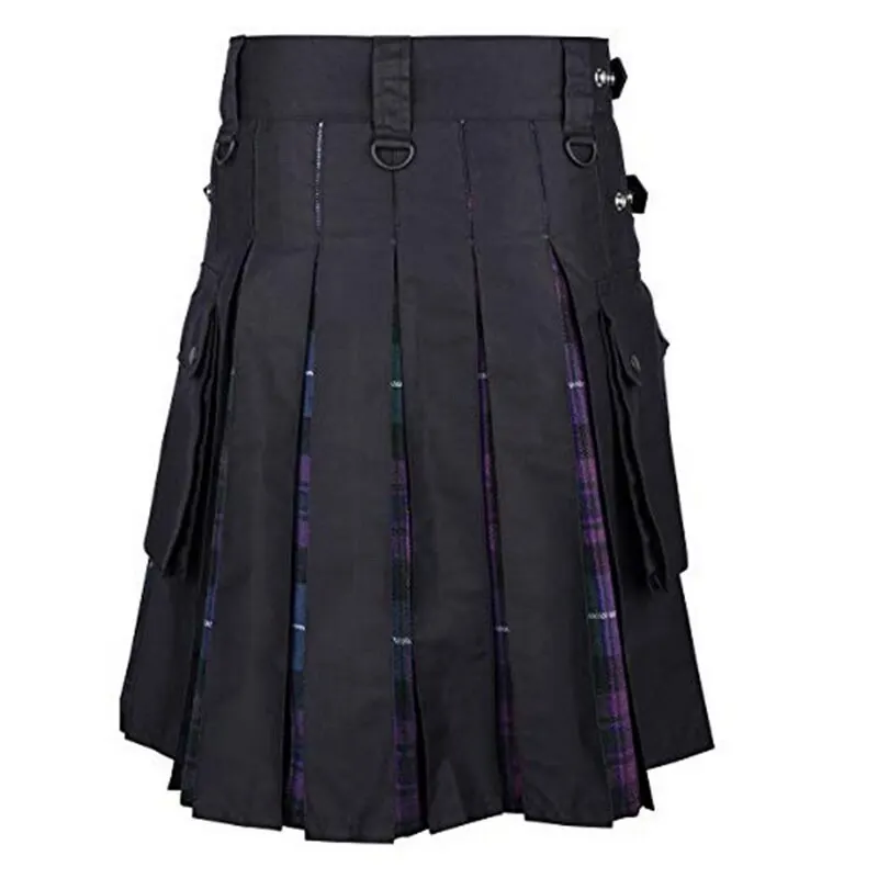 MJartoria шотландские мужские Kilt традиционный ремень в клетку плиссированные двусторонние цепи коричневый готический панк шотландские брюки юбка