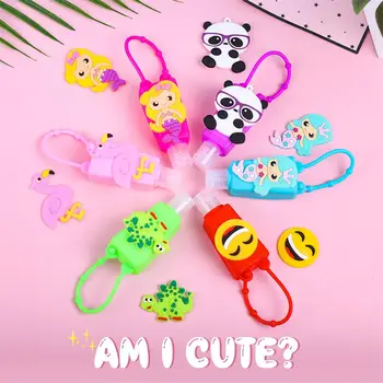 

30ML Random Color No Clean Mini Hand Sanitizer With Cartoon Cute Silicone Sleeve Disposable Sterilization Disinfection Hand Gel