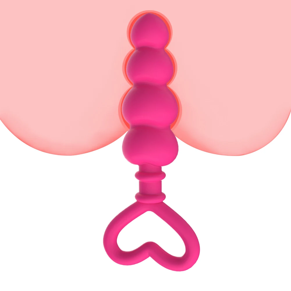 Heart-shaped Hand Pull Anal Plug Beads Prostate Massager Anal Vagina Stimulator Silicone Dildo Butt Plug Sex Toys for Woman Man 1