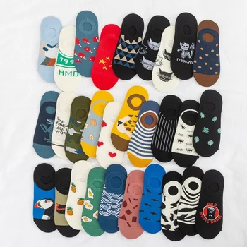 

30 Styles Spring and summer cotton socks invisible shallow socks jacquard European and American low-top boat socks non-slip