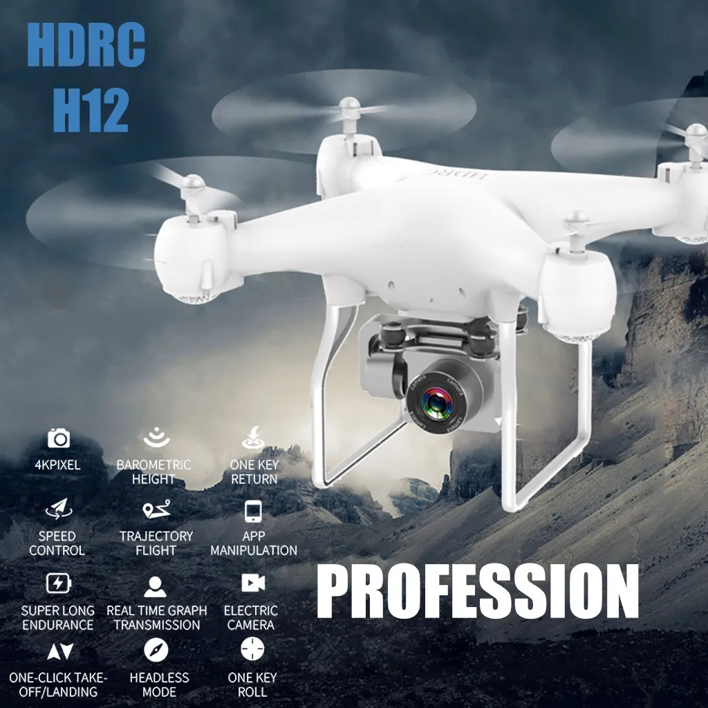 2,4g Wifi Пульт дистанционного управления Rc Дрон самолет селфи Квадрокоптер с 4k Hd камерой H12 4k длительный срок службы четырехосевой воздушный Дрон