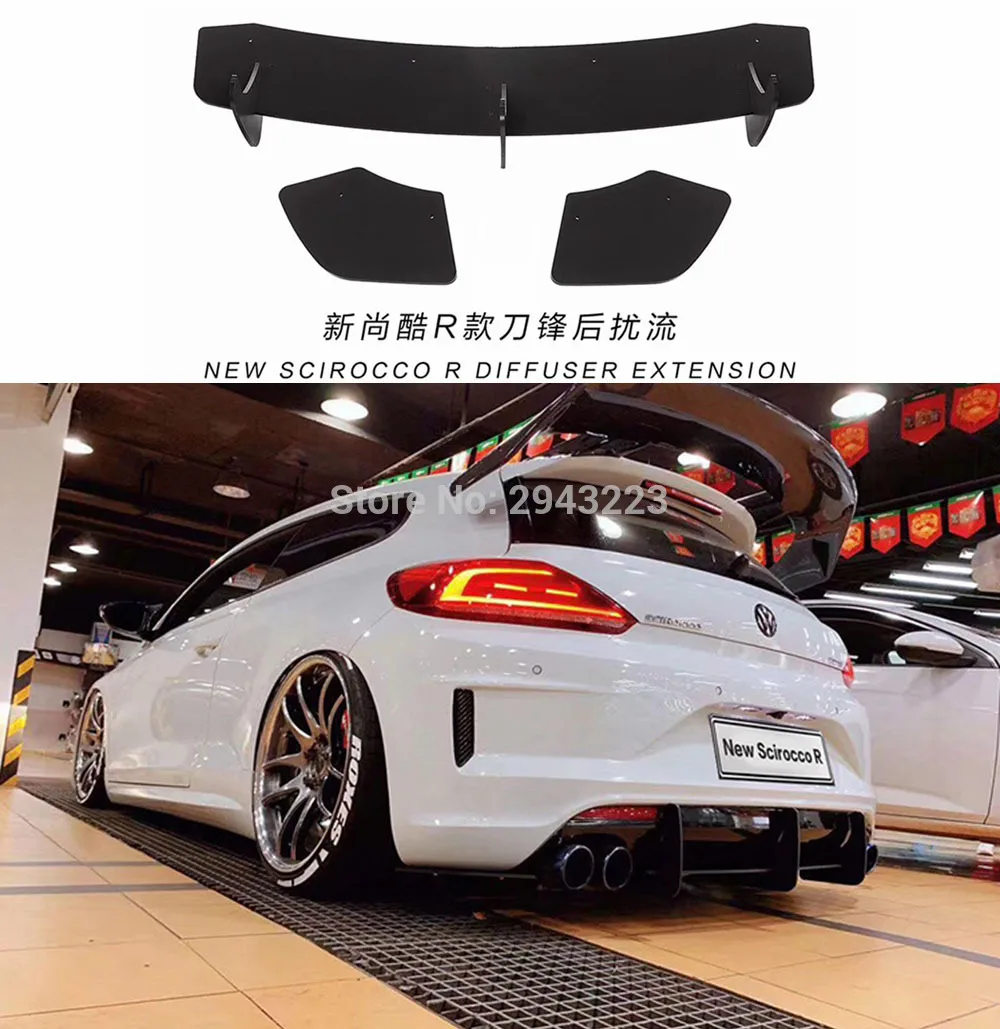 Для Volkswagen Scirocco R 2009-- ABS черный Задний бампер губы багажник задний спойлер протектор 3 шт. автомобильный Стайлинг