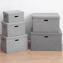 

Large Capacity Cotton Linen Folding Storage Box With Lid Multiple Models Clothing Toy Storage Household Organization Big size