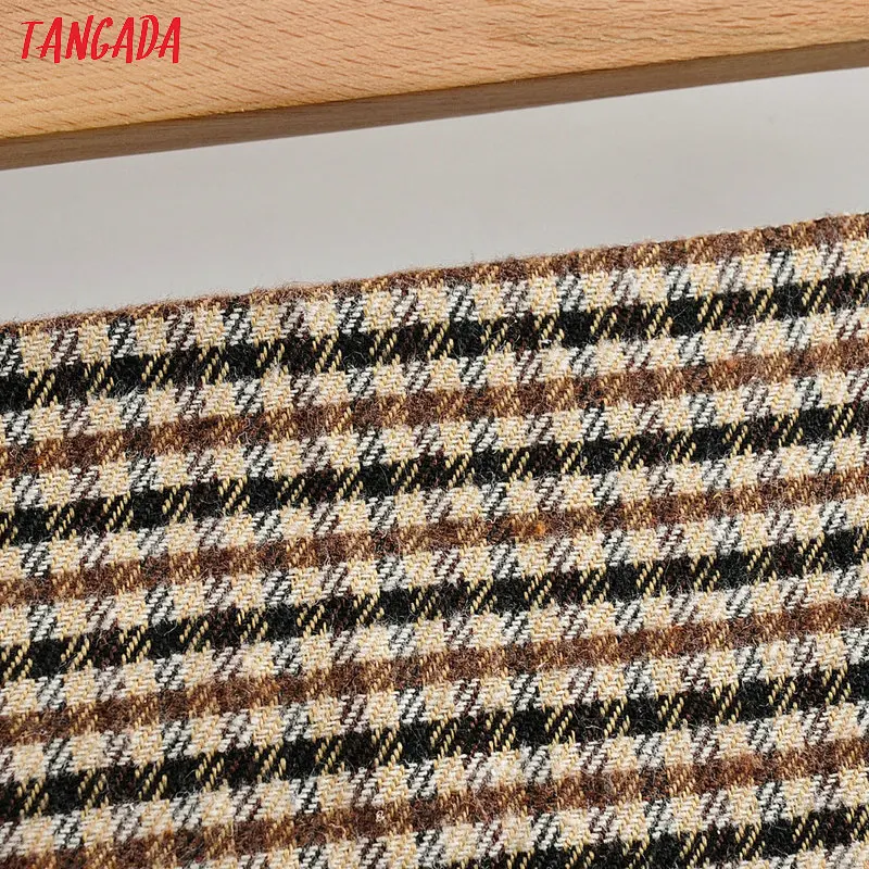 Tangada, Женская клетчатая мини юбка, faldas mujer, винтажная, на молнии сзади, офисная, для девушек, элегантная, шикарная, короткая юбка, QJ130