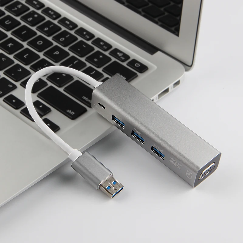 Ajiuyu USB адаптер VGA USB 3,0 концентратор сплиттер разделительный кабель мульти порт Стыковочный модуль-преобразователь Соединительный дисплей для Windows 10 8 7