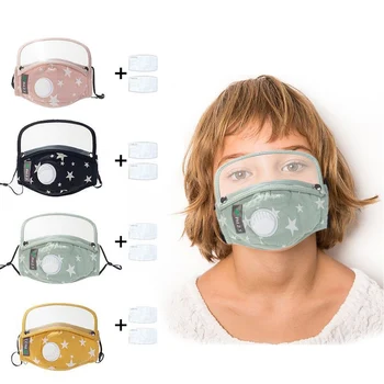 

Face-Masks Washable Kids Child Outdoor Face Mask with Eyes Shield + 2 Filters Mascarillas Kids Mouth Mask Accessories