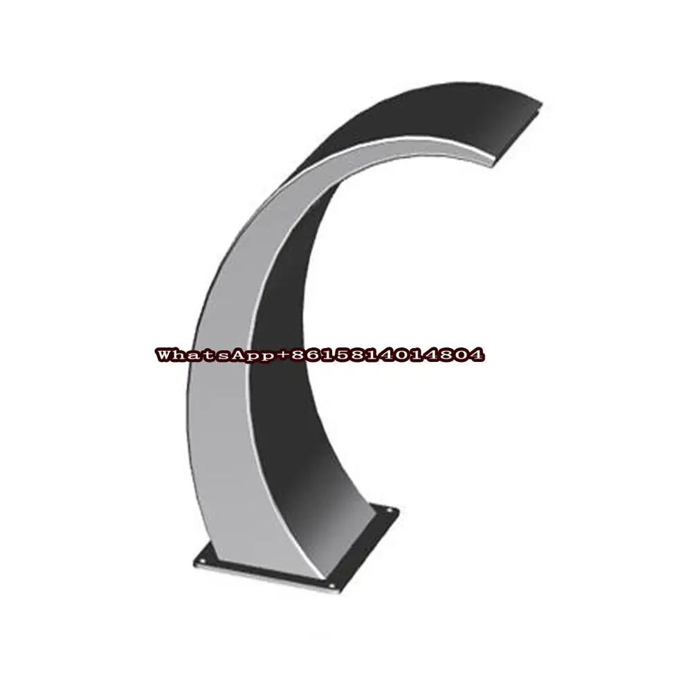 

2019 Stainless Steel bending moon-shape waterfall Spillway with water-proof RGB LED bar for Garden Pond and Swimming Pool
