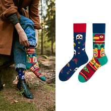 Men Socks 2022 New Arrival Spring And Autumn Street Male Asymmetric AB Socks Unique Retro Style Cotton Teenager Boy Hot Sale W11