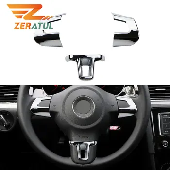 

Zeratul for Volkswagen VW GOLF POLO JETTA MK5 MK6 Bora ABS Chrome Car Steering Wheel Decoration Cover Trim Sticker Accessories