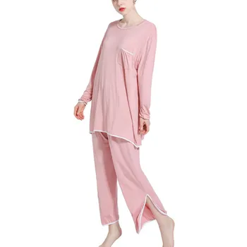 

Spring And Fall Women Pajamas Set Modal Comfort Loose Sleepwear 2Pcs Set Long Sleeve+Pants Round Neck Homewear Set New