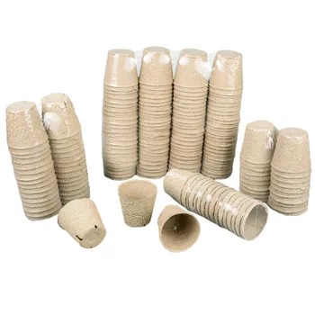 

100pcs/set Paper Pulp Biodegradable Peat Pots Cultivation Cup Greenhouse Starters For Plants Round Garden Nursery Germination