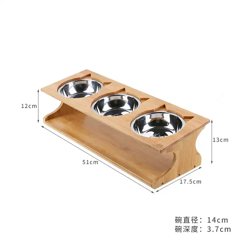 Solid Wood Pet Dining Table Bowl Pet Wooden Tilted Feeders Dog Cat
