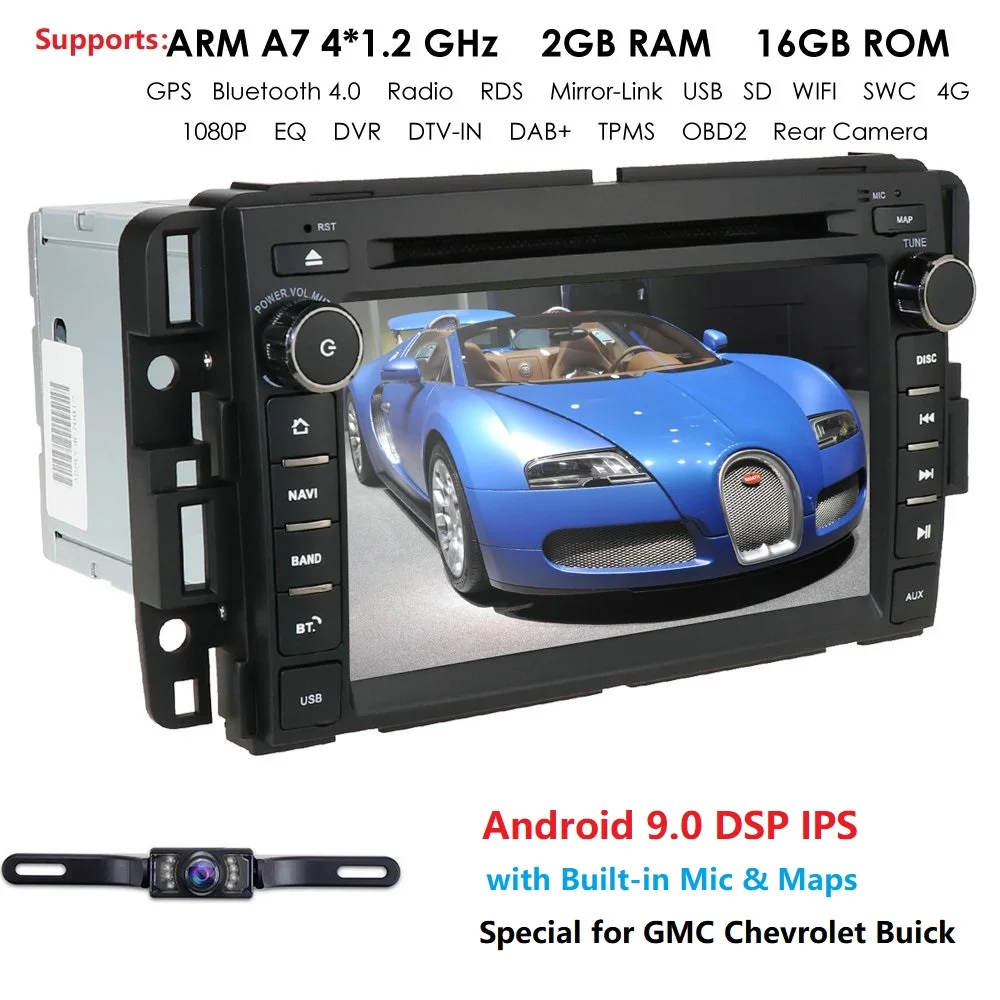7 "Android 8,1 стерео радио DVD плеер для GMC Chevy Silverado Buick Enclave Chevrolet в тире Bluetooth + камера