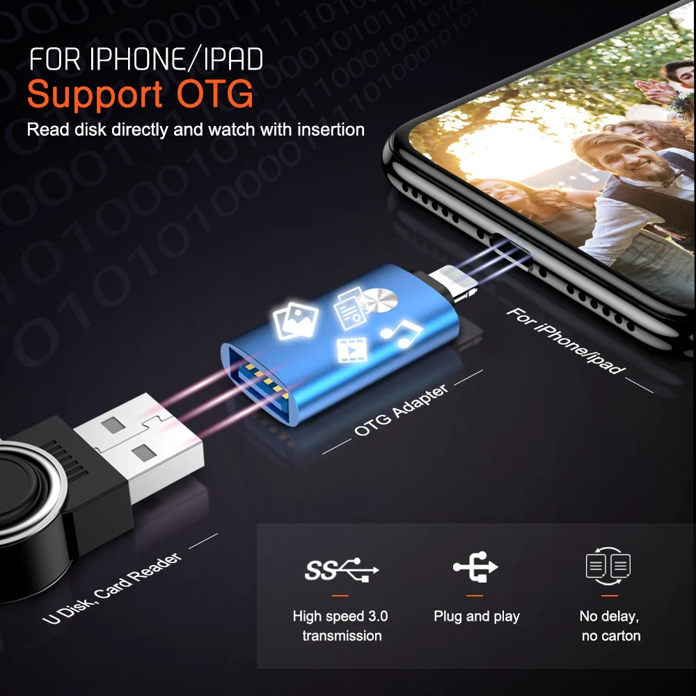Адаптер OTG для lightning-USB для iPhone 7, 8, 6, 5 S Plus, X, 10, конвертер, iPad, iOS 12, 13, кабель для подключения камеры, MIDI piano, зарядное устройство