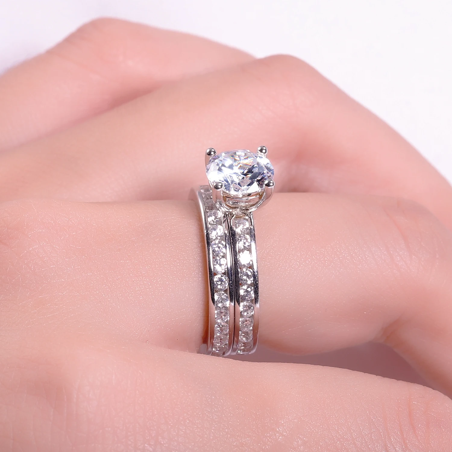 GEM'S балетные 925 пробы серебро Нежный античный свадебный набор 2.00Ct 8 мм EF цвет Муассанит Обручальные кольца для женщин ювелирные изделия