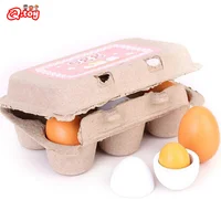 6pcs Wooden Fake Eggs Kitchen Toy Easter Egg Set Simulation Pretend Play for Kids Montessori Educational Food Toy for Child Gift 1