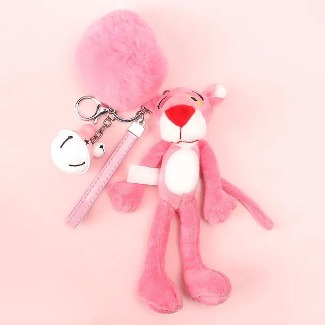 Naughty Leopard Pink Panther Key Chain Plush Stuffed Toys Baby Kids Doll Brinquedos Christmas Gift For child 2