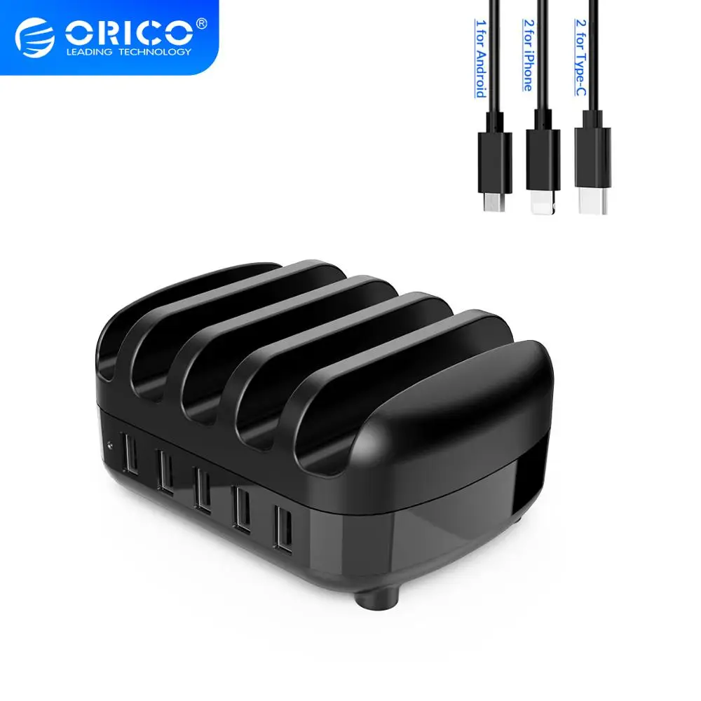 US $21.99 ORICO USB Charger Station Dock With Holder 40W 5V24A5 USB Charging Free USB Cable For Iphone IPad Kindle Tablet