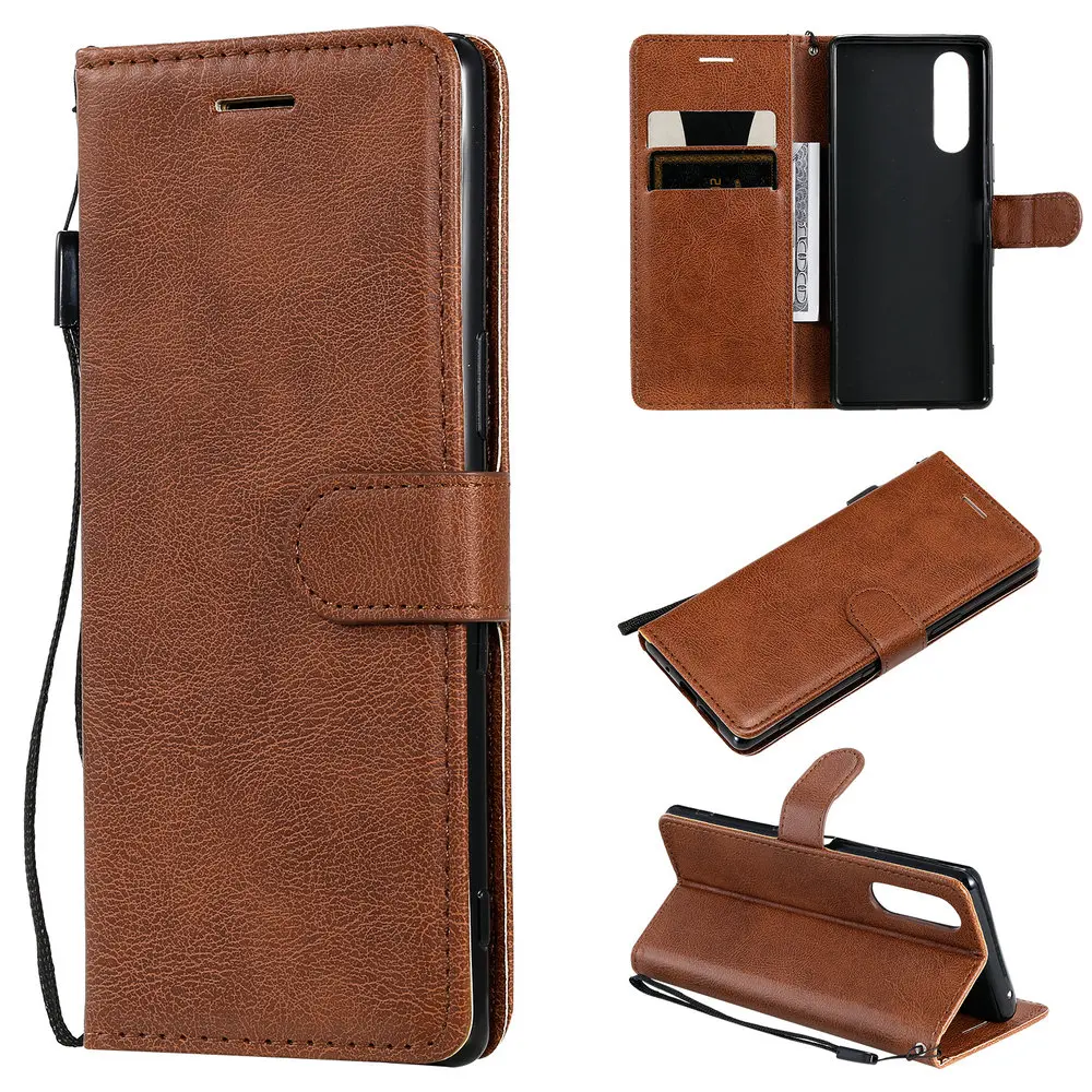 

Luxury Plain Wallet Leather for Sony Xperia 5 Case Xperia 8 5 Flip Cover Slot for Sony Xperia 8 Case Xperia5 Xperia8 Shockproof