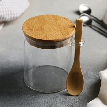 

Bank for bulk products with a spoon "Eco", 400 ml, 10x9x10.5 cm