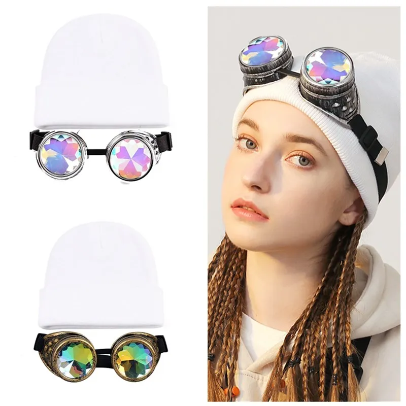 Glasses Beanies Kaleidoscope Rave Goggles Steampunk Glasses with